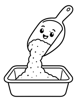 Free printable Cute Flour Scoop Pouring Flour coloring page