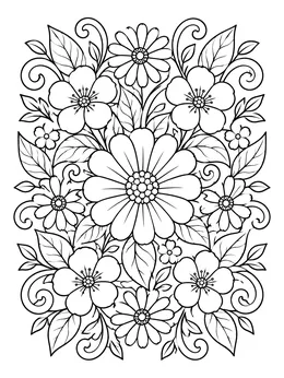 Flowers for adults coloring page
