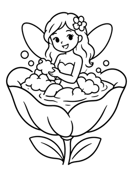 Free printable Little Fairy Bubble Bath coloring page