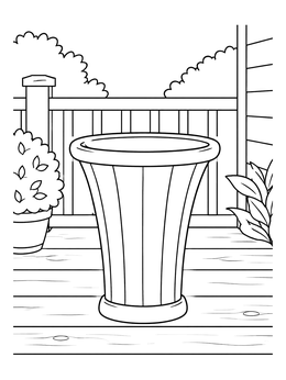 Free printable Empty Planter On Garden Deck coloring page