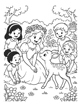 Free printable Flower Princess And Friendly Fawn coloring page