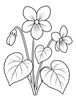 Free printable Sweet Woodland Violet Blooms coloring page