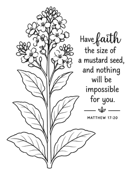 Free printable Flowering Mustard Plant With Scripture coloring page