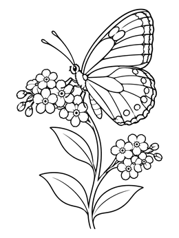 Free printable Butterfly On Delicate Blossom Stem coloring page