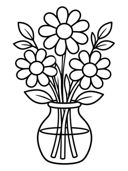 Free printable Daisies In A Glass Vase coloring page