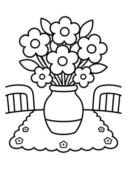 Free printable Flower Vase On Dining Table coloring page