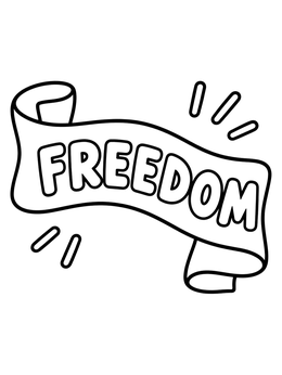Free printable Flowing Freedom Ribbon Banner coloring page