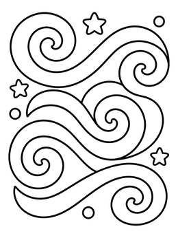 Free printable Flowing Wind And Star Swirls coloring page