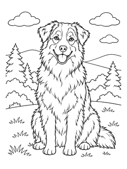 Free printable Australian Shepherd In The Countryside coloring page
