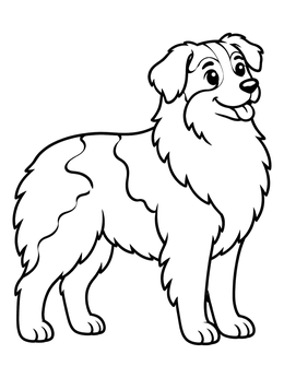 Free printable Fluffy Australian Shepherd Standing coloring page