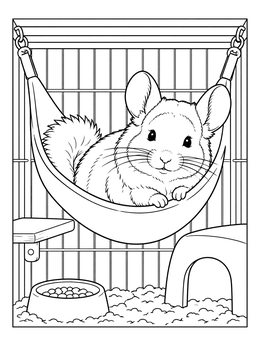 Free printable Fluffy Chinchilla In A Cozy Hammock coloring page