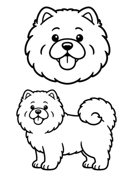 Free printable Fluffy Chow Chow Dog And Portrait coloring page