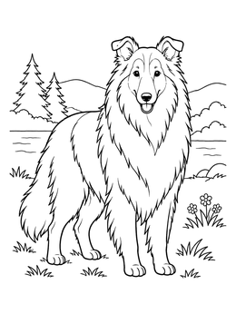 Free printable Fluffy Collie In Nature coloring page