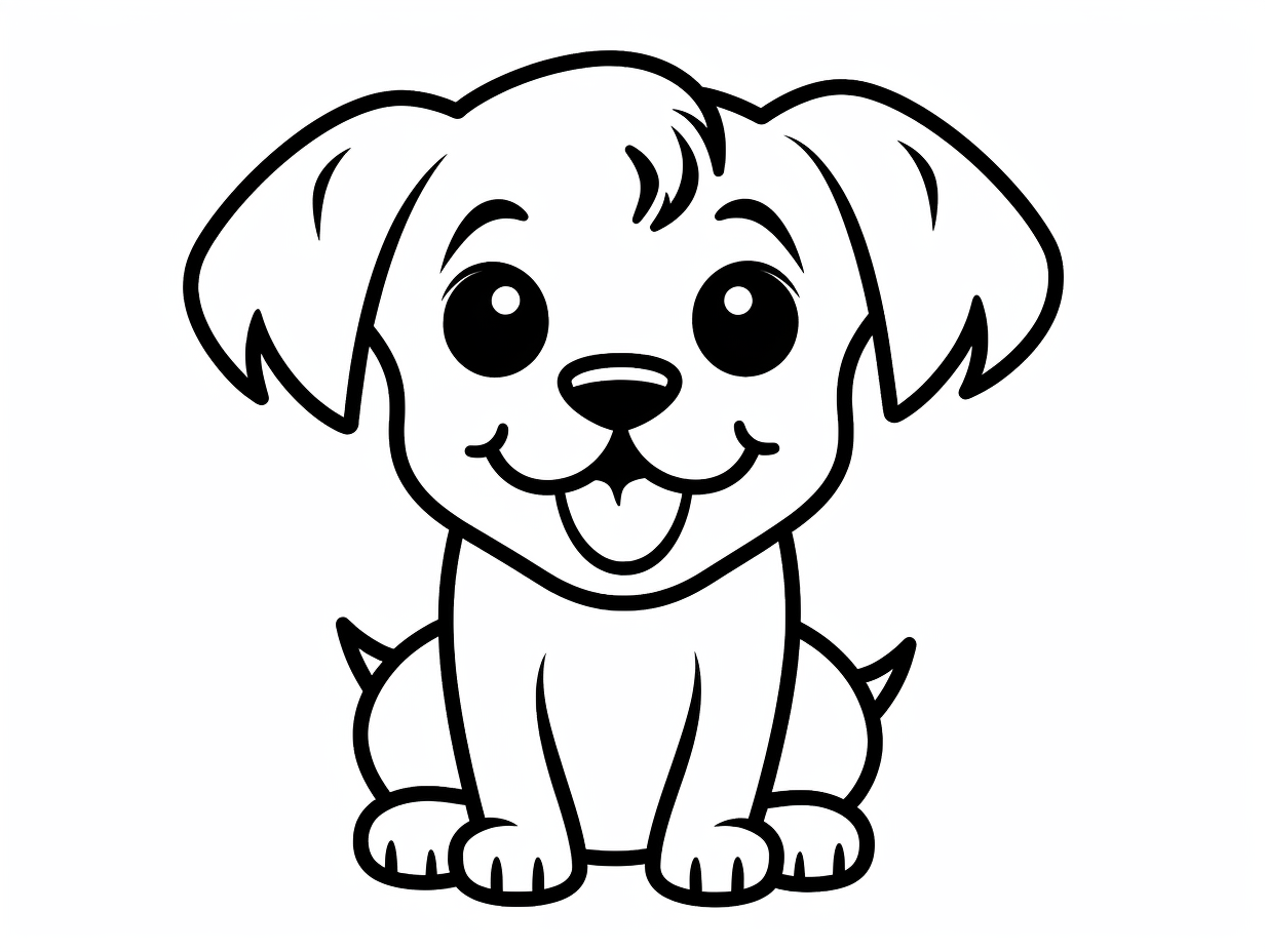 Fluffy Dog Coloring Treat - Coloring Page