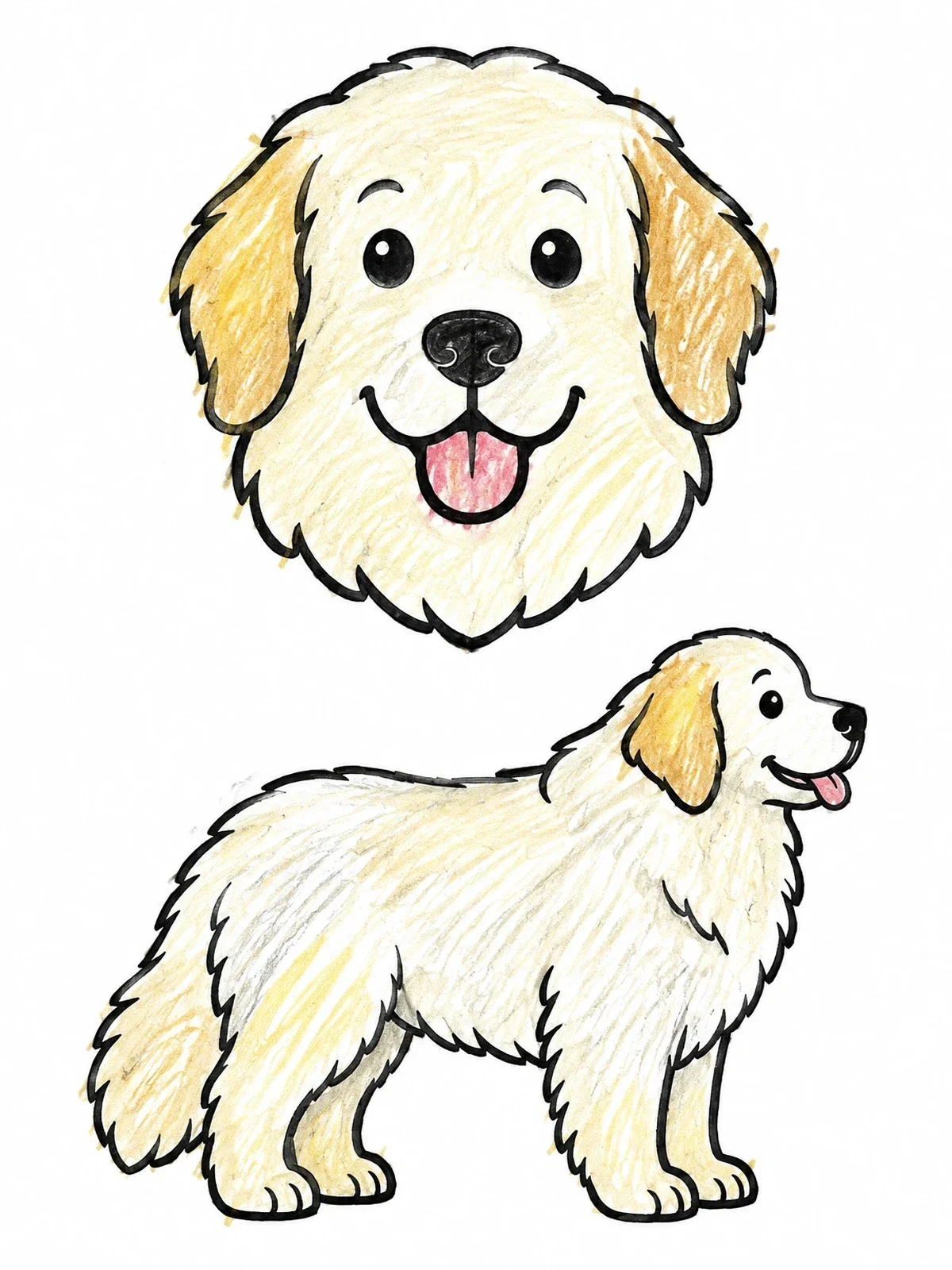 Colored example of the Fluffy Great Pyrenees Dog coloring page