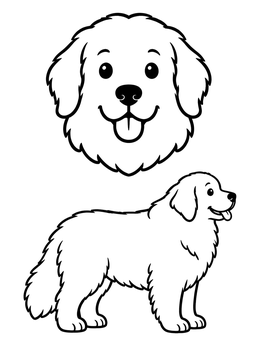 Free printable Fluffy Great Pyrenees Dog coloring page