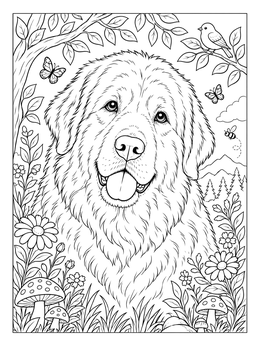 Free printable Fluffy Great Pyrenees In Nature coloring page