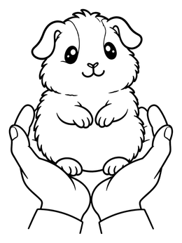 Free printable Fluffy Guinea Pig Held In Hands coloring page