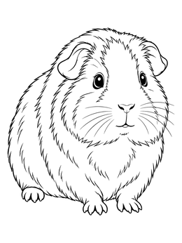 Free printable Fluffy Guinea Pig Line Art coloring page