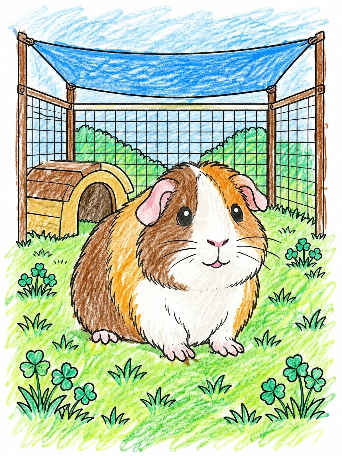 Colored example of the Fluffy Guinea Pig In Outdoor Run coloring page