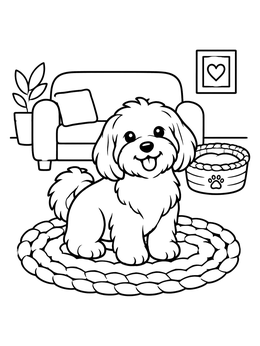 Free printable Fluffy Havanese In The Living Room coloring page