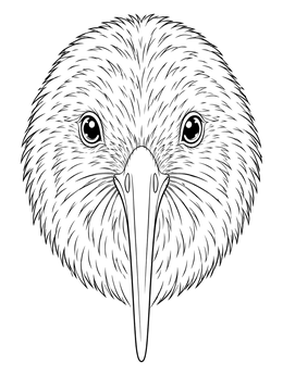 Free printable Fluffy Kiwi Bird Portrait coloring page