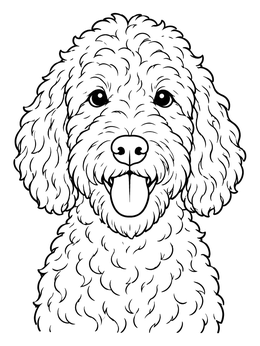 Free printable Fluffy Labradoodle Dog Portrait coloring page