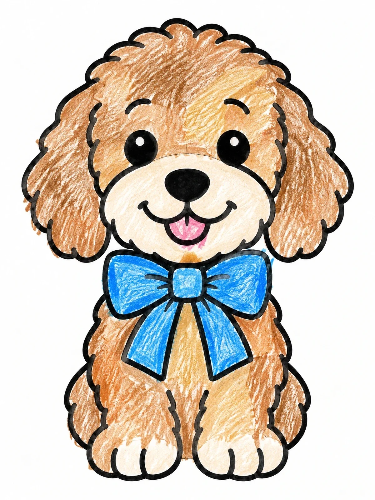 Colored example of the Fluffy Labradoodle With Big Bow coloring page