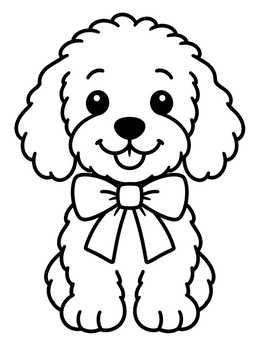 Free printable Fluffy Labradoodle With Big Bow coloring page