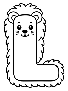 Free printable Fluffy Lion Letter L coloring page