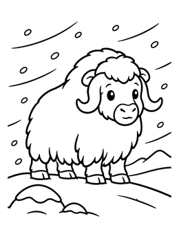 Free printable Fluffy Muskox In The Snow coloring page