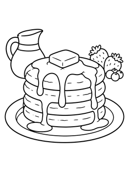 Free printable Fluffy Pancakes With Maple Syrup coloring page