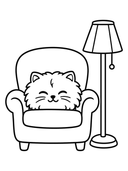 Free printable Fluffy Persian Cat On Armchair coloring page