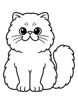 Free printable Fluffy Persian Cat Sitting Forward coloring page