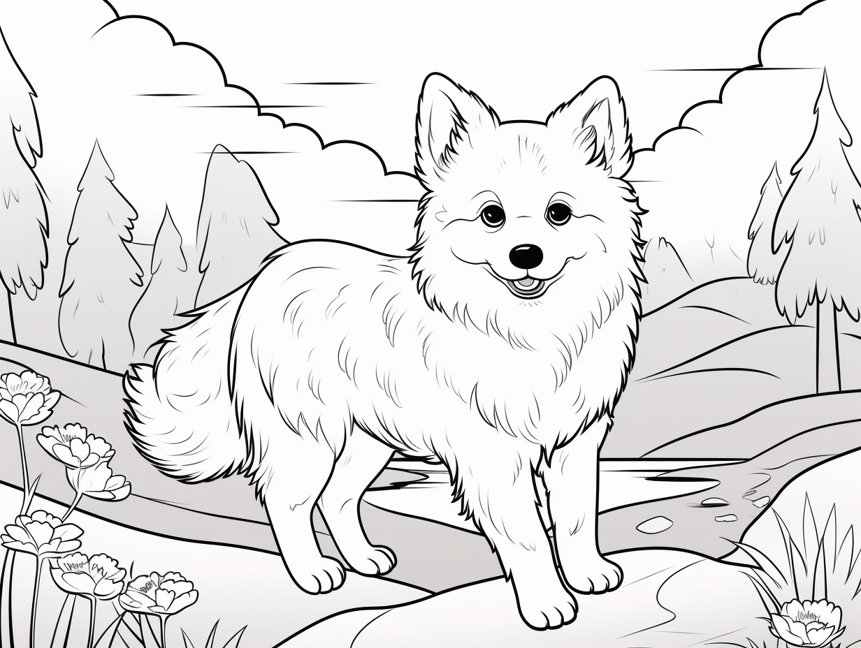 Fluffy Pomeranian Coloring Page - Coloring Page