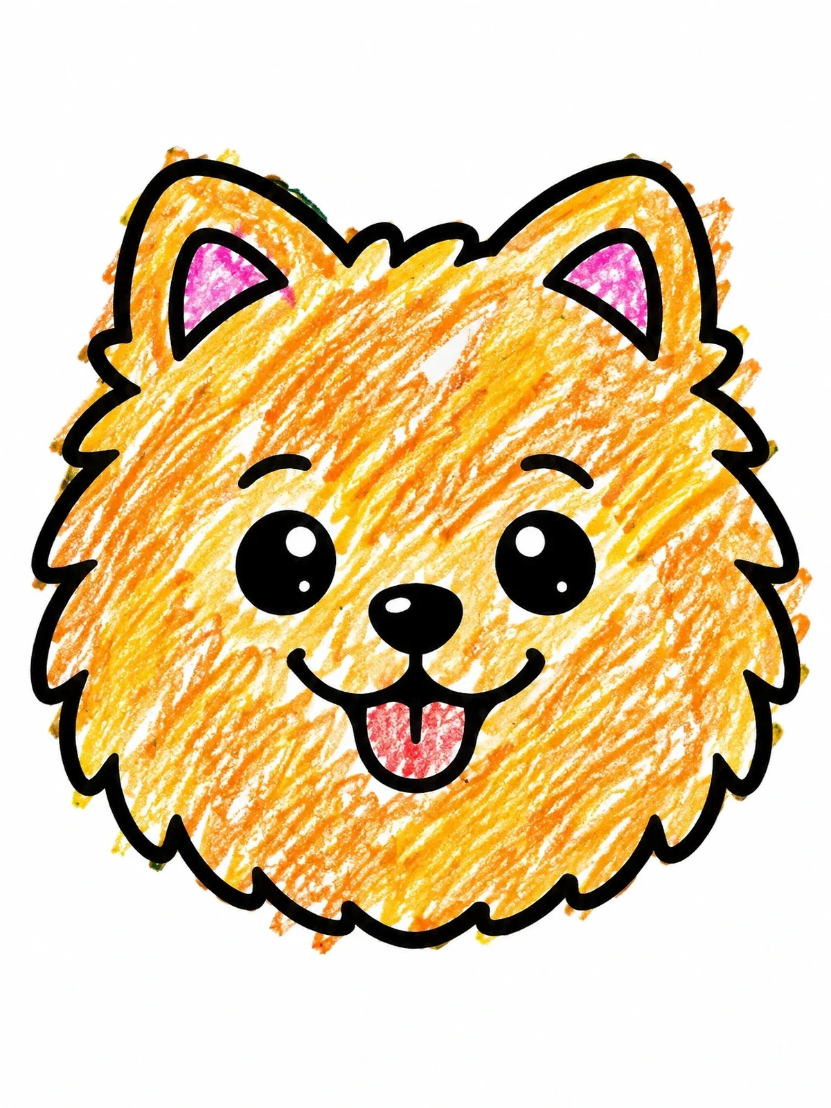 Colored example of the Fluffy Pomeranian Puppy Face coloring page