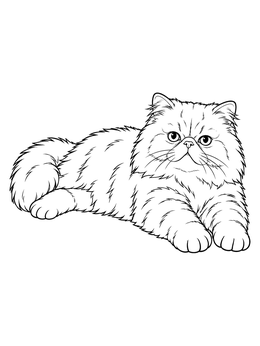 Free printable Fluffy Resting Persian Cat coloring page
