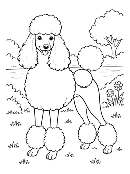 Free printable Fluffy Show Poodle In The Park coloring page