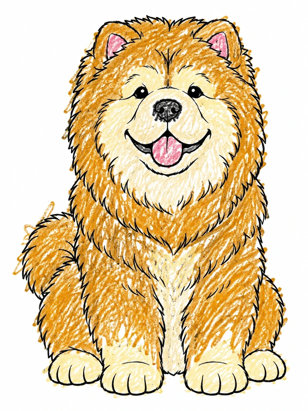 Colored example of the Fluffy Sitting Chow Chow Puppy coloring page