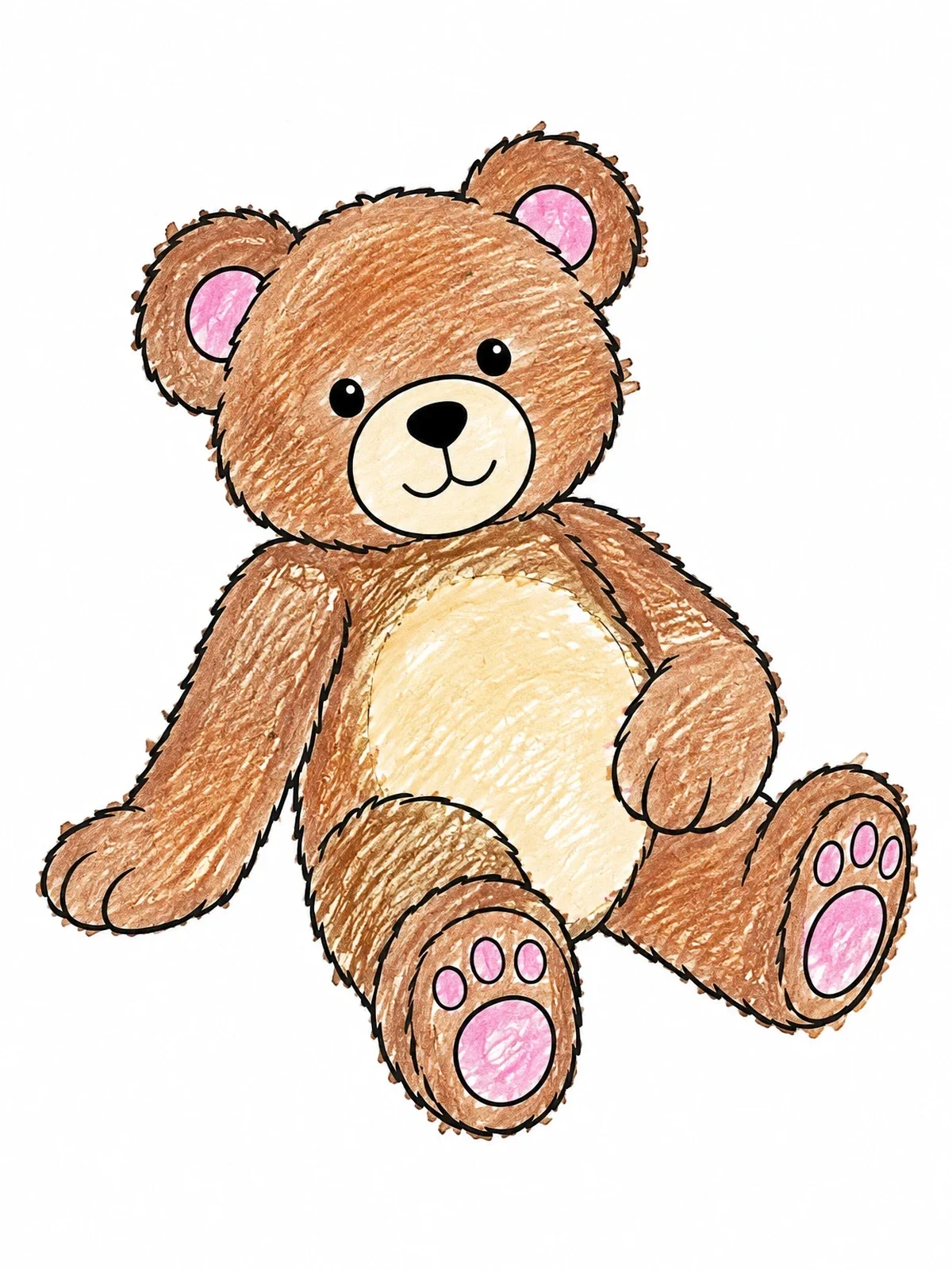 Colored example of the Fluffy Sitting Teddy Bear coloring page