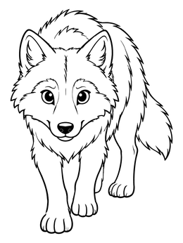 Free printable Fluffy Wolf Prowling Forward coloring page