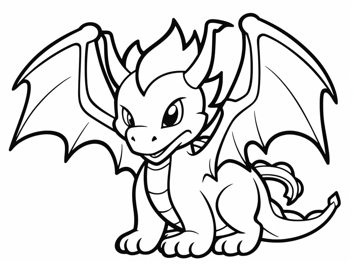 Flying Dragon In The Sky - Coloring Page