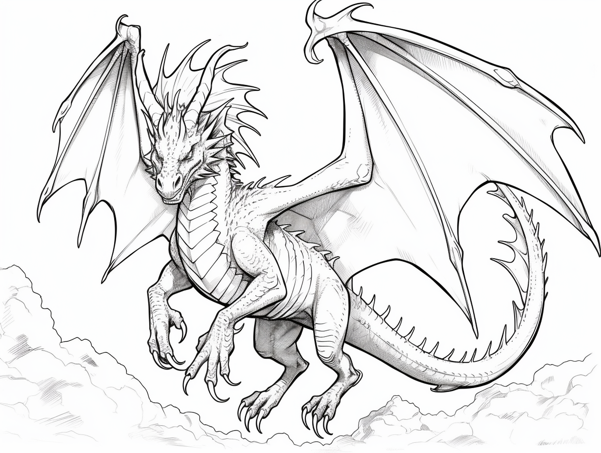 Flying Dragon Picture To Color - Coloring Page