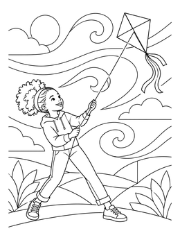 Free printable Flying A Kite In Wind Currents coloring page