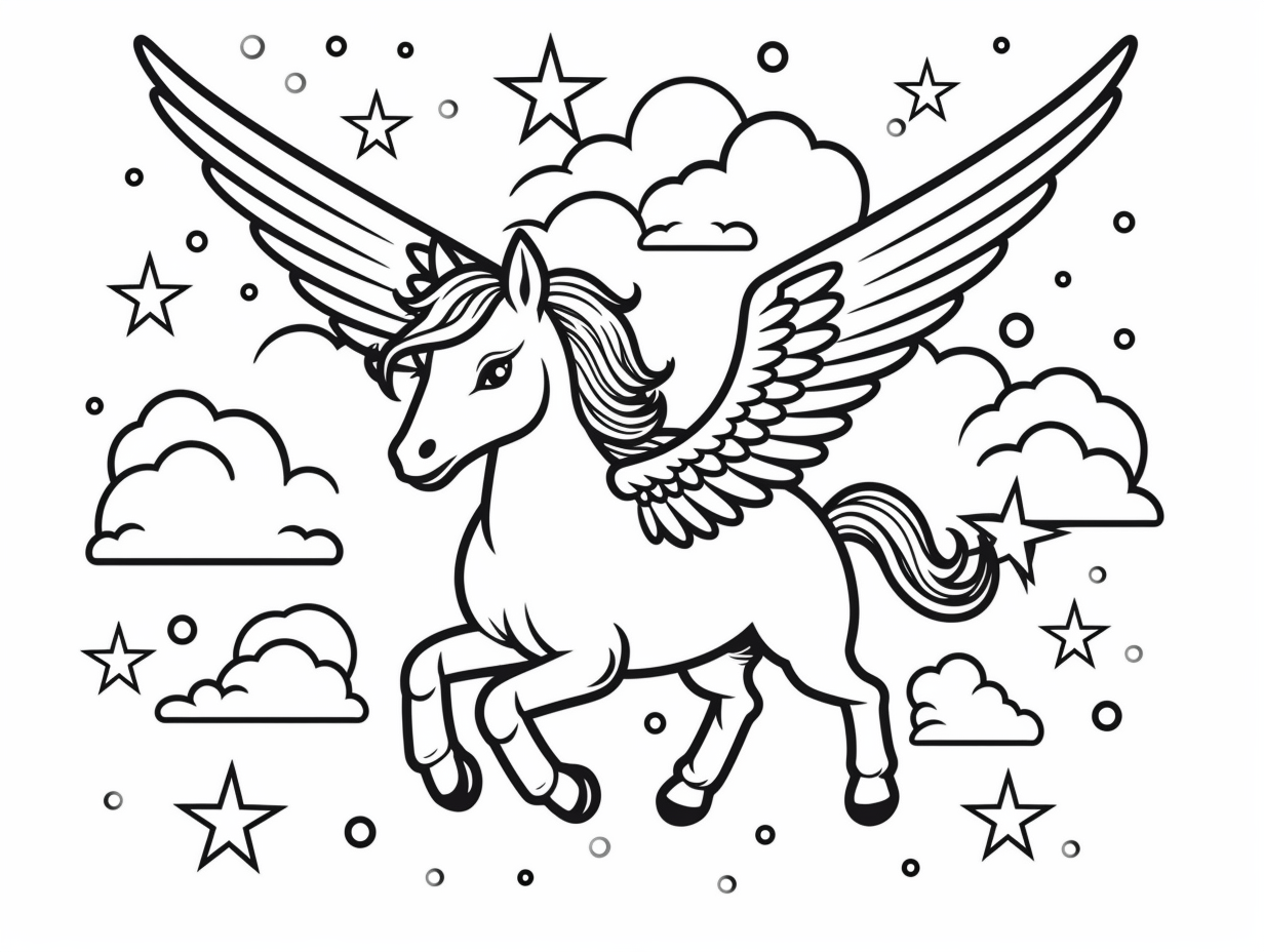 Flying Unicorn Coloring Sheet Coloring Page 