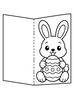 Free printable Foldable Easter Bunny Greeting Card coloring page