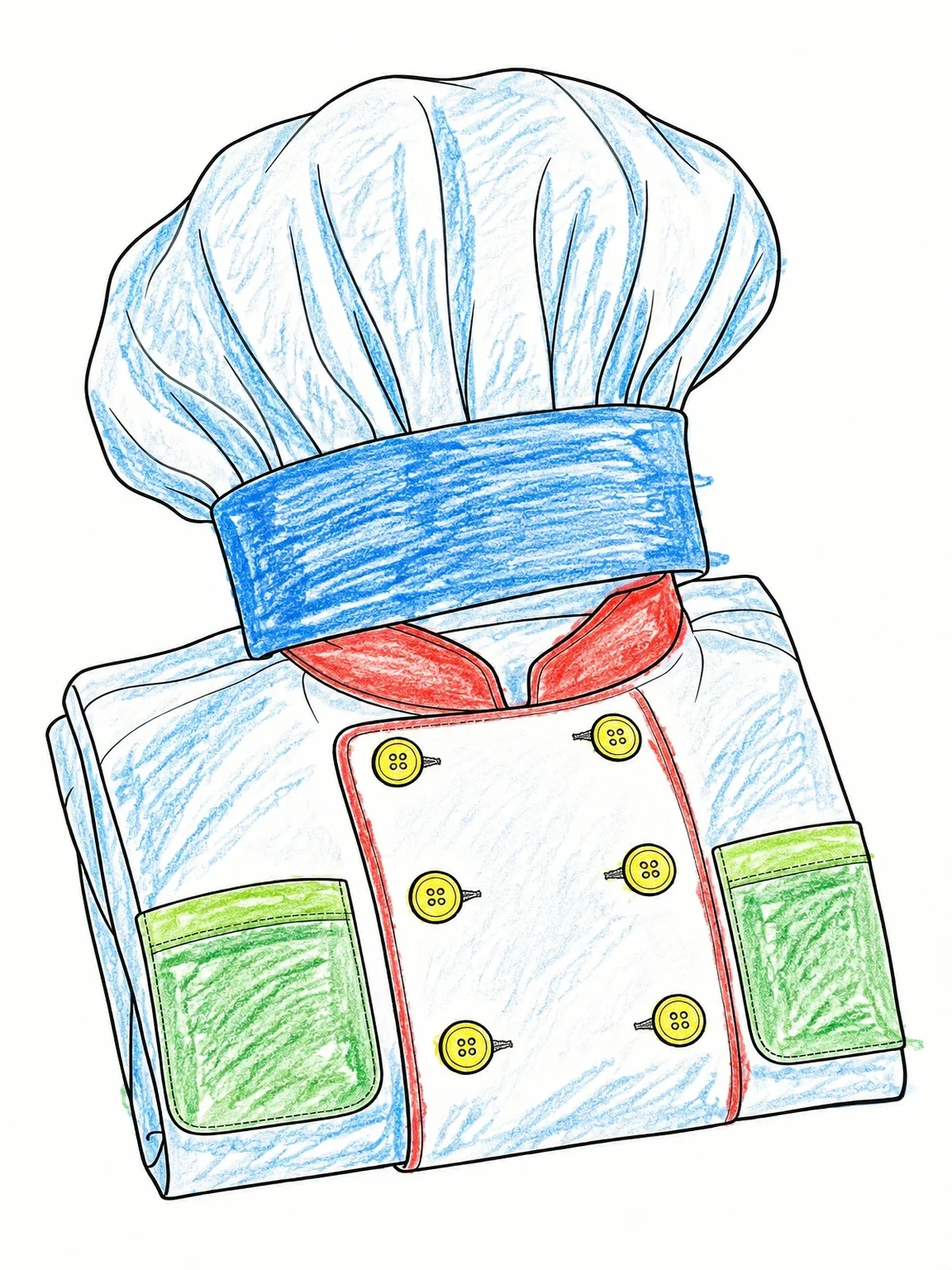 Colored example of the Folded Chef Uniform And Hat coloring page