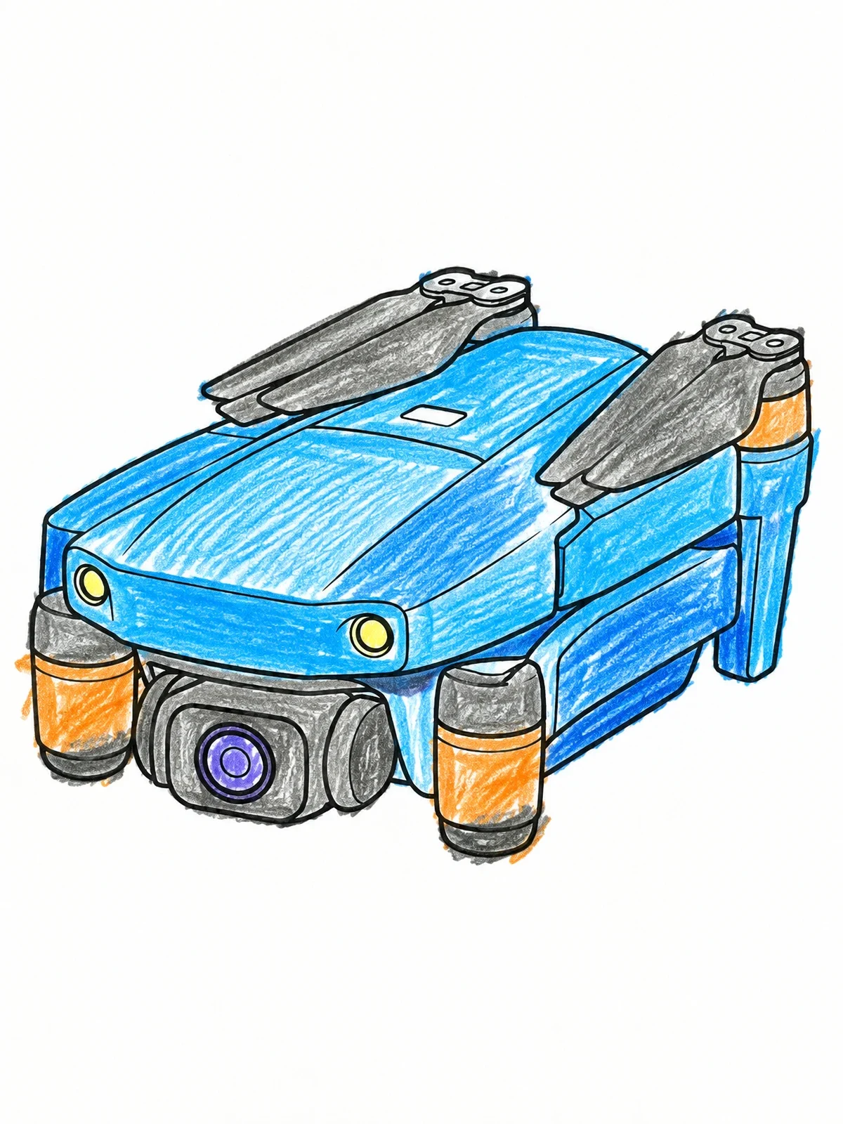 Colored example of the Folded Compact Travel Drone coloring page
