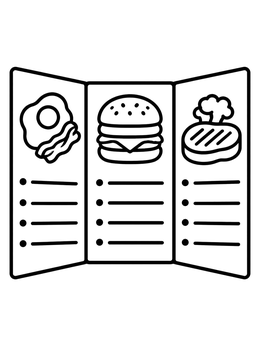 Free printable Folded Diner Restaurant Menu coloring page