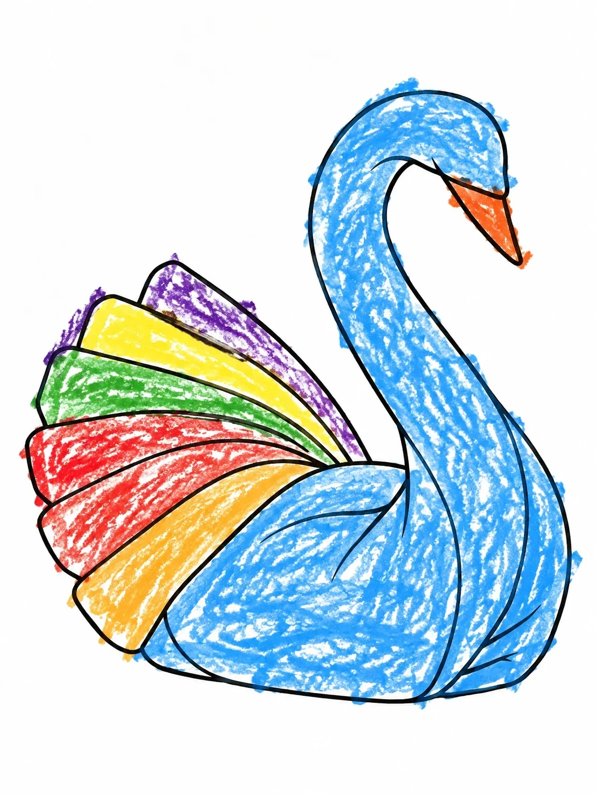 Colored example of the Folded Hotel Towel Swan coloring page